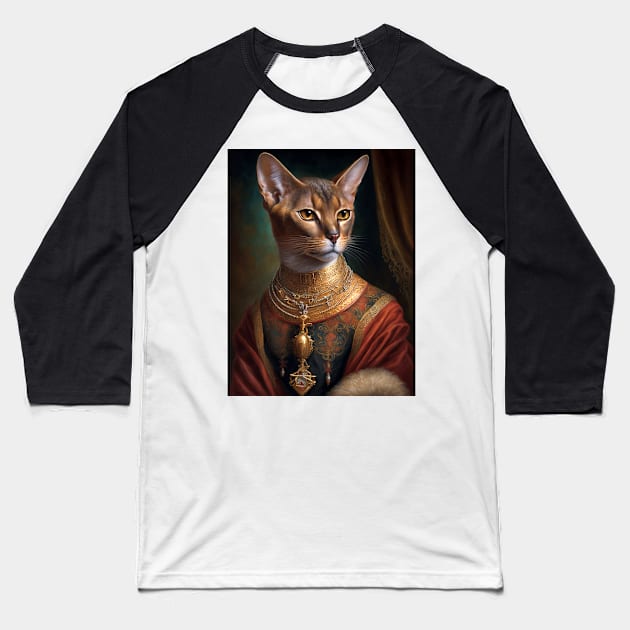 Royal Portrait of an Abyssinian Cat Baseball T-Shirt by pxdg